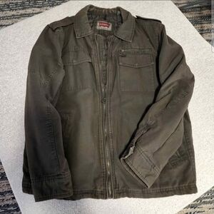 Levis Jacket Mens Large Green Quilted Lining Military Work Chore Bomber Coat